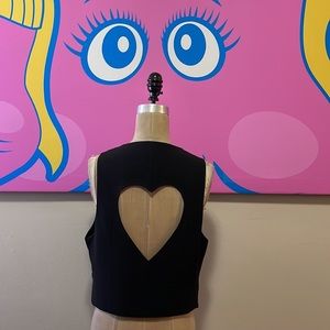 Moschino Cut Out Heart Black Vest XOXO